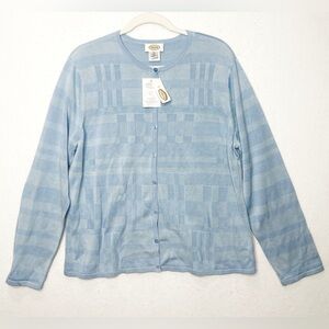 Vintage Talbots Sweater Tank Cardigan Set Women’s XL Light Blue 100% Silk